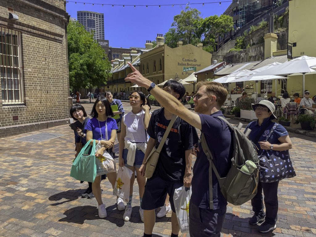 Visiting the historic Rocks area with Corey from Deep Dive Cultural Experiences, Study Tours to Sydney