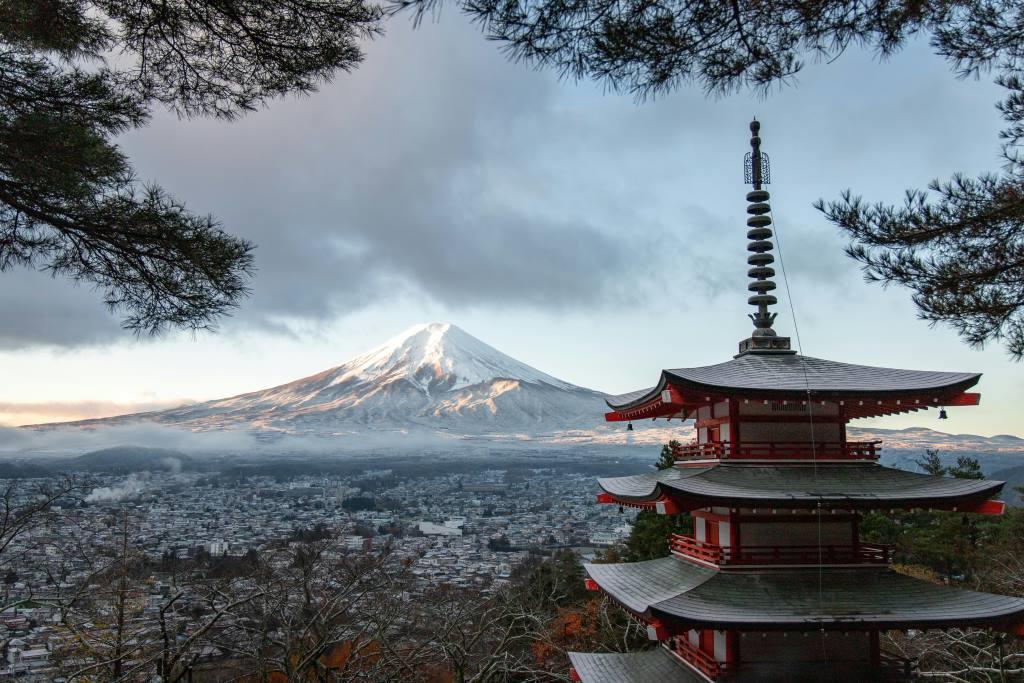 View of Mt Fuji temple, soccer tours to Japan